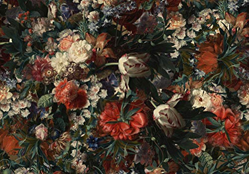 wandmotiv24 Photo murale Fleurs vintage colorées S 200 x 140cm - 4 pièces photo, papier peint non tissé Fleur fleurs roses rose M6718