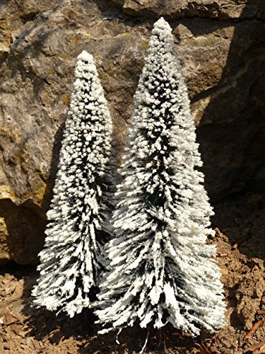 2-STÜCK Modellbau Schnee TANNEN Fichten 20cm hoch mit Fuß Made in Germany