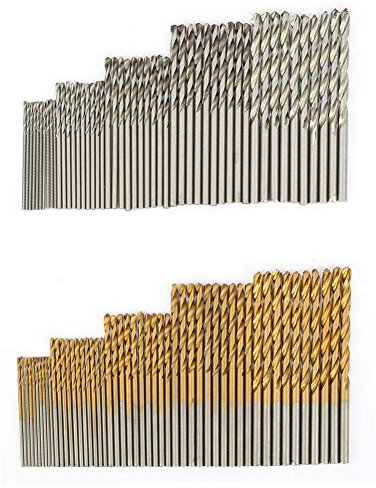 Juego de Brocas Helicoidales de 100 Piezas, Juego de Brocas de 50 Piezas con Revestimiento de Titanio y 50 Piezas Blancas, Brocas Helicoidales de Acero de Alta Velocidad para Madera PláStico y Metal