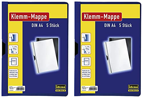 Idena 300572 - Klemmmappe für DIN A4, blau, 5 Stück (2)