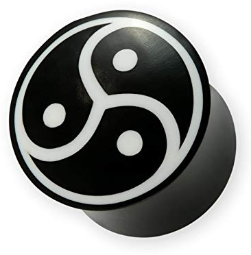 Fly Style Ohr-Tunnel aus Horn mit Triskele aus Knochen - BDSM Flesh-Plug, Grösse:14 mm (Paar)