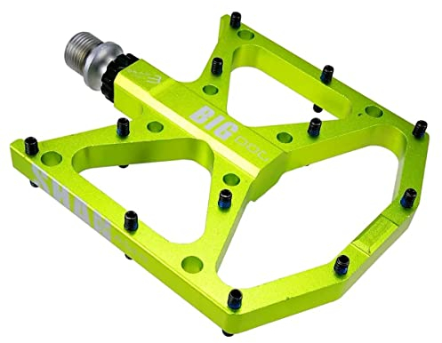 9/16 Zoll CNC Aluminiumlegierung Plattform Pedale Ultra-Light MTB BMX Rennrad Trekking Anti-Rutschpedale Mountainbike Fahrrad Pedale Big Dog (Frisch Apfelgrün)