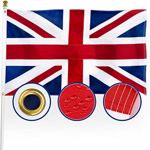 XIFAN - Bandera nacional Union Jack de Reino Unido de nailon 210D, doble cara, alta calidad, 1 x 1,5 m para exteriores, fuerte y duradera, con rayas cosidas, dobladillo de 4 puntadas, ojales de latón