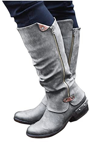 Surttan Winterstiefel Damen Stallschuhe Wasserdicht mit Absatz Damen Schuhe Stiefel Herbst Gefüttert Winterschuhe Schwarz Braun Grau Rosa Größe Knöchel Vintage-Schuhe Trekking Wander Schuhe