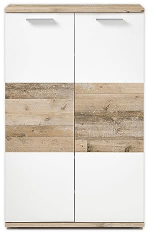 HUGO Schuhschrank in Weiß, Old Style hell - Modernes Schuhregal mit viel Stauraum für Ihre Schuhe - 77 x 120 x 38 cm (B/H/T)