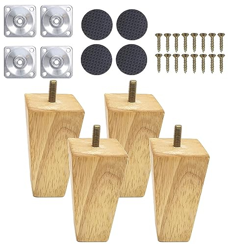 Ianulus Pies De Madera para Sofá, 4 Piezas Patas para Muebles, De Repuesto para Sillón, Reclinable, Mesa De Centro, Aparador (8cm, Cuadrado)