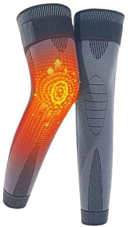 Self Heating Knee Brace Support Knit Knee Warmer Winter Thermal Compression Knee Wrap Sleeves with Adjustable Strap Treating Knee Injury for Arthritis, Joint Pain Relief, Sports (Black Size L)