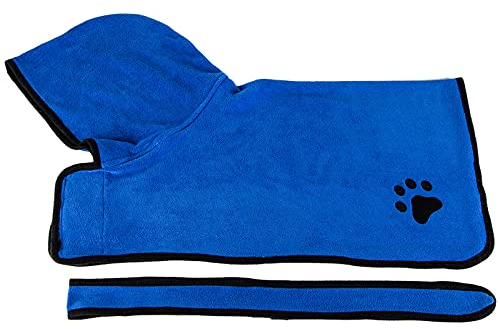 ZOLULA Hundehandtuch Hundebademantel XS-XL Haustier-Hundebadetuch for kleine, mittelgroße und große Hunde, 400 g Mikrofaser, super saugfähiges Haustier-Trockentuch (Color : Blue, Size : XL)