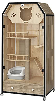 Katzenhaus katzenvilla Geschlossener Katzenkäfig an der Wand, mehrschichtig, Zirkulation und Belüftung Katzenhütte (Color : 02)