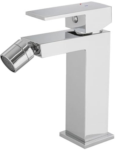 VALAZ Rubinetto Bidet Cromato | Apertura a Freddo, Miscelatore Lavabo Bagno Acqua Fredda e Calda, Risparmio Acqua | Installazione Facile e Veloce | Ottone, Inossidabile, Elegante, Quadrato, Serie Muga