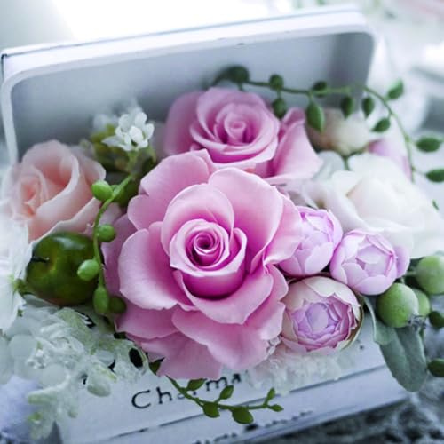 20 Servietten Blumen, Garten & Natur Rosen in kleiner Truhe als Tischdeko. Papierservietten mit Motiv. Auch für Decoupage und Serviettentechnik 33x33cm