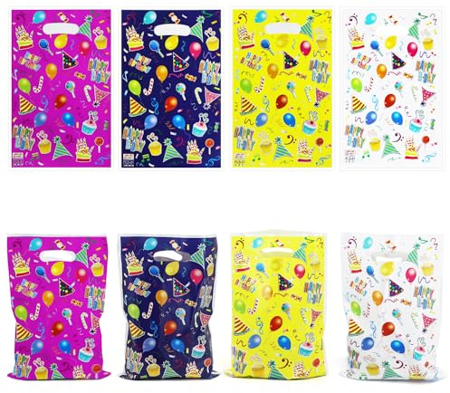 Geschenktüten Kindergeburtstag, 40 Stück Bunt Geburtstagstüten Mitgebsel Tüten Plastik Klein Partyzubehör Tüten mitgebsel Geburtstag Geschenktüten für Mädchen Jungen Kinder Geburtstag Party E9SRHLD