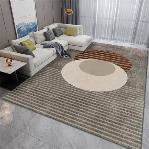 RUGMRZ Wohnzimmertisch Auslegware Teppichboden Grauer rechteckiger Sofateppich mit geometrischem Design, pflegeleicht Teppich Badezimmer 100X200CM