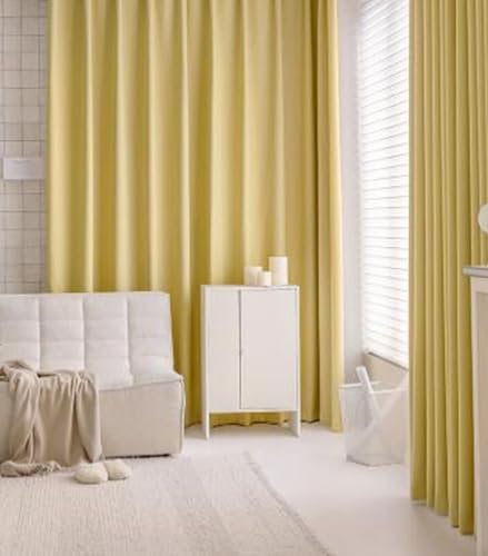 Daesar Gardinen Wohnzimmer Gelb, Vorhänge Blickdicht mit Ösen 2er Set 107x214CM Jacquard Modern Einfarbig Schiebevorhänge Verdunklungsvorhänge Kinderzimmer Schlafzimmer