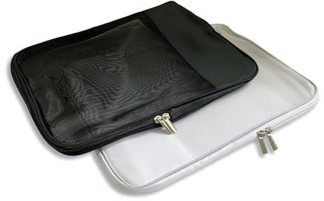 A4-Dokumententaschen aus Netzstoff, A4-Format, Dokumentenmappe, mit Reißverschluss, transparent, für Schule, Büro, Arbeit, Reisen, Datei-Organizer (Schwarz und Weiß), 2 Stück