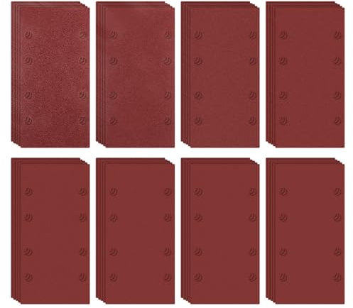 Schleifblatt Set 40 Stück 93 x 185 mm, Schleifpapier Klett Körnung 60 80 120 180 320 600 800 1000, 8 Löcher, Zubehör für Multischleifer, Schwingschleifer, Sander Sandpapier für Holz Metall und Farbe