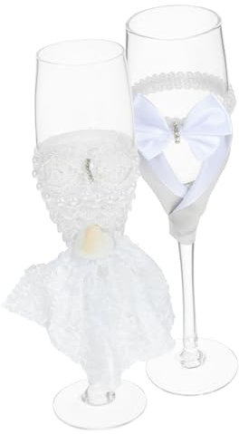 Ciieeo Es Flutes Set per Matrimonio Coppia di Flute Calice da Vino per Matrimonio Bicchieri per Brindisi per Sposi