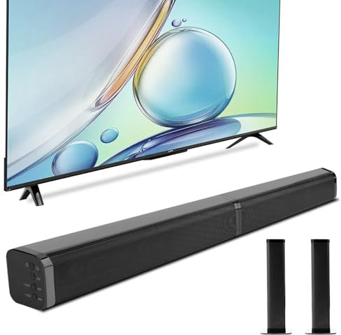 Yizlet Sound Bar, soundbar da 80 W per Smart TV, Soundbar Bluetooth 5.0 per TV, connessione ARC/ottica/AUX, altoparlanti TV Soundbar con design diviso