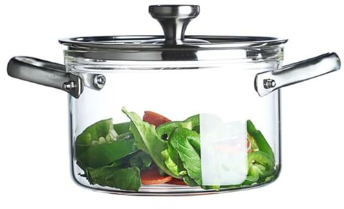 XYUERU Transparenter Glaskochtopf mit Deckel und Griff, Suppentopf, Ramen-Kochtopf, Simmertopf, hochtemperaturbeständige Glaspfanne for Nudel-Nudelsuppe(4.5L)