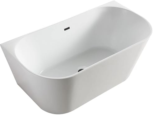 Balneo VIVA Freistehende Badewanne, Schwarz, 160x75cm | Acryl mit Stahlrahmen, 6 Stabilisierungsfüße, Überlauf und Clic-Clac-Verschluss, Modernes Design