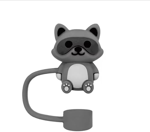 Raccoon Straw Cover for Stanley 40 and 30 cm Cup, Cute Straw Topper for Tumblers, 10 mm Silicone Straw Covers Cap, Straw Cap Stopper for Reusable Straws Tip Lids