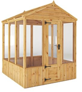 WALTONS | 6 x 6 Greenhouse | Wooden Outdoor Potting Shed | Apex Roof | Opening Vent | Single Door | Customisable Layout | 6ft x 6ft | 6x6 | (Styrene Glazing)