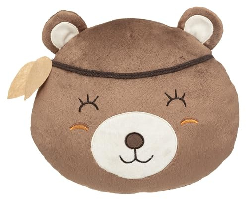 Well Home Cojín Cabeza de Oso Infantil Marrón