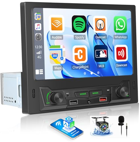 OiLiehu Radio 1 DIN CarPlay inalámbrico Android Auto Pantalla de 8 Pulgadas Reproductor Multimedia MP5 con Mirror Link Bluetooth FM/Am Radio SWC DSP/EQ Pantalla Compartida USB Camara Marcha Atras