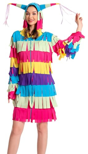 Noiclub Pinata Kostüm Damen, Farbiges Franzen Faschingskostüm