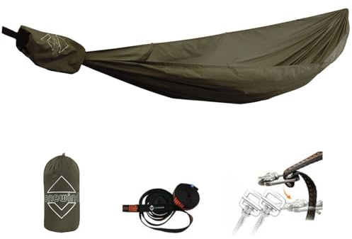 Onewind 11ft Ultralight Camping Hammock, Portable Hammock, 40D 1.7oz Nylon Ripstop with 2 * 12Ft Tree Straps for Camping Hiking Backpacking, 11' x 55 OD Green