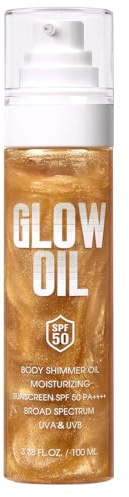 Body Glow Oil, Broad Spectrum SPF 50, Glitzer schimmerner Sonnenschutzmittelöllotion, 100 ml, leichte, schnell absorbierende Formel, ideal für alle Hauttypen, Frauen Girls