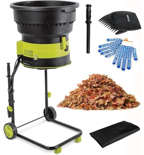 GJBMXSM Trituratore Elettrico per Foglie, Biotrituratore da Giardino Senza Lame 15 Amp 2500 W per Rapporto di Riduzione 17:1, Pacciamatura Fino a 55 Galloni al Minuto, 20 Linee di Taglio Extra