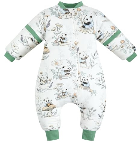 WYTbaby Schlafsack mit Füßen 2.5 Tog 100% Baumwolle Winterschlafsack mit Abnehmbare Ärmel Warm Babyschlafsack für Kleinkind Jungen Mädchen 1-2 Jahre