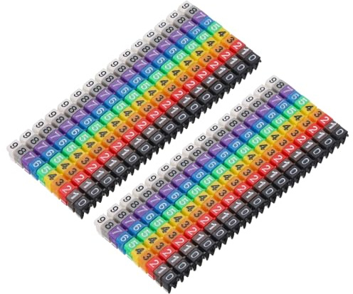 sourcing map 300 etiquetas de alambre, 0-9 etiquetas digitales para cables tipo M-0, multicolor