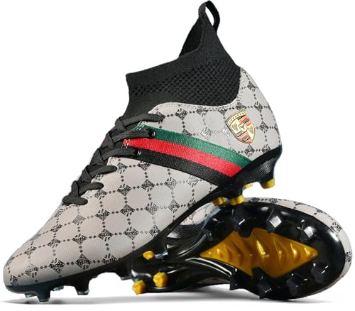 WOWEI Botas de Futbol Hombre Profesionales Zapatillas de Futbol Spike Aire Libre Atletismo Entrenamiento Calzado de Futbol Tacos Training Deporte (Gris, 38EU)