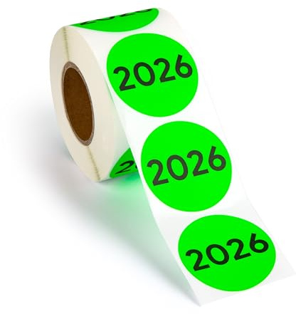 500pcs 2026 Year Stickers, 2 Inch Fluorescent Green Color Coded Year Labels, Warehouse Inventory Organization Stickers