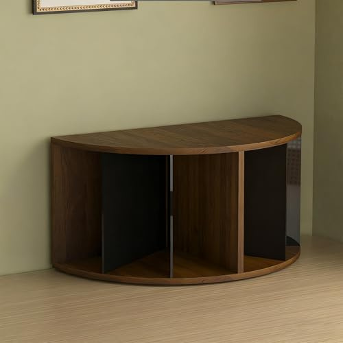 Audio Komponentenschrank Eckschrank Entertainment-Center Schallplattenständer, Audio-Video-Regal HiFi Rack aus Holz, für Heimkino Schlafzimmer Büro(Brown)