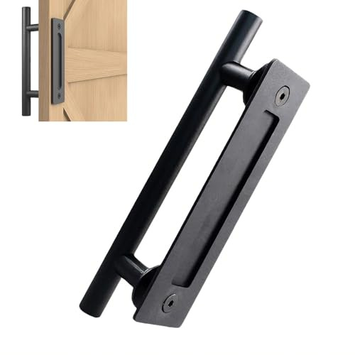 AXVRAV 30 cm ladugård handtag svart, dubbelsidig skjutdörrar skjutdörr handtag universellt, ladudörrhandtag inbyggt, laduhandtag dörrhandtag för sovrum möbler trädgårdsgrind skåpdörr