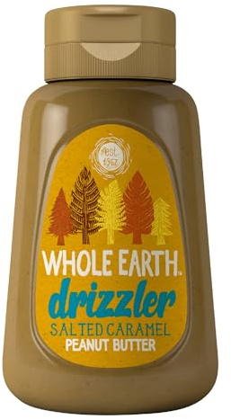 Whole Earth Drizzler Salted Caramel Roasted Peanut Butter, Super Smooth Squeezy Runny Nutty Spread, All Natural Ingredients, Gluten Free, Vegan Friendly – 320g