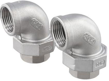 Raccordo a gomito a 90° in acciaio inox da 2,5 cm, femmina, per sistemi di tubazioni industriali, 2 pezzi