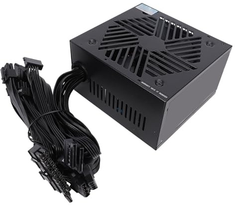 RASTKY Fuente de Alimentación ATX de 600 W, Fuente de Alimentación Activa de Aluminio para Computadora para Vista 10, Características de Protección Robustas, Gestión Térmica Inteligente, Color Negro