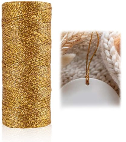 1,5 MM Gold Schnur, 100 m, Kordel Gold Metallic als Gold Schnur und Goldfaden zum Basteln, goldene Sch nur für Hochzeit, Dekoration, Geschenkverpackung, Weihnachten und DIY Projekte