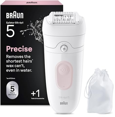 Braun Silk·épil 5, Wet & Dry Epilator, Enkel Hårborttagning, Långvarigt Slät Hud, 5-011, Flamingo Rosa