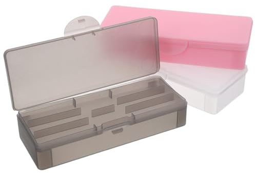 3 Stück Maniküre Aufbewahrungsbox aus Kunststoff, Doppellagig | Transparent, Rosa und Rauchschwarz, Getrennte Fächer für Zubehör und Nail Art Equipment