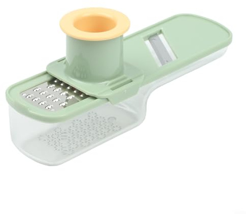3-in-1 Garlic Press with Stainless Steel Blades, Manual Vegetable Slicer and Grinder for Garlic, Cucumber, Carrots, Plastic with Storage Box, Easy Clean Kitchen Gadget Tool(Green)