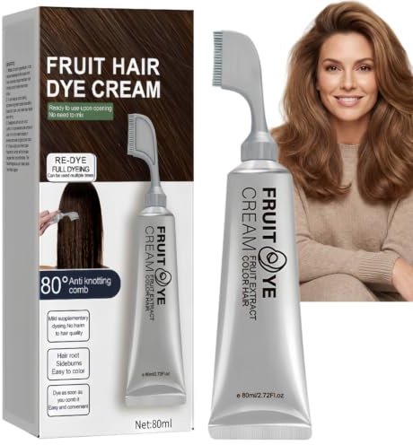 Fruit Essence Hair Dyeing Comb for Women,Natural Permanent Hair Dye Cream | Plant-Based Extract Hairs Dye Essence,Plant Fruit Hair Dye Cream,Plant-Based Hair Colour for Grey Coverage,Chestnut Brown