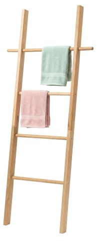 Relaxdays Escalera toallero de Madera de Nogal, Natural