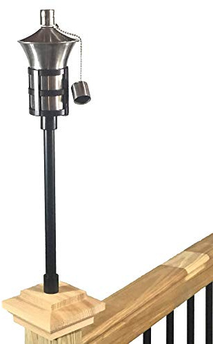 Tru-Post TP-OL12SS Oil Lamp (Torch) for a Deck Railing or Fence Post (2 inch Universal Wood Mount, Black)