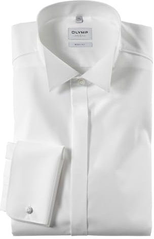 OLYMP Level 5 Body Fit Gala Hemd Popeline Stretch ohne Manschettenknopf- Gr. 37, Beige