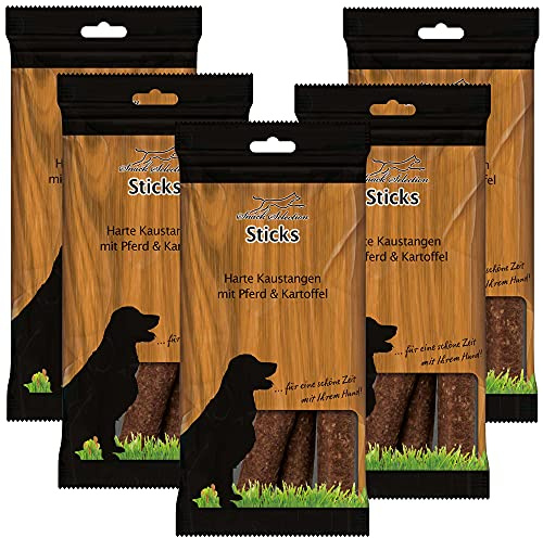 Schecker Hundesnack - Harte Kaustangen mit Pferd & Kartoffel - Hart - aus einem Reis Kartoffel Teig - 5 x 200 g